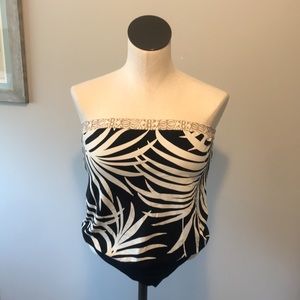 Strapless Tropical One Piece Bathing Suit